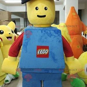 Lego mascotte blauw rood en geel reus. Lego kostuum -